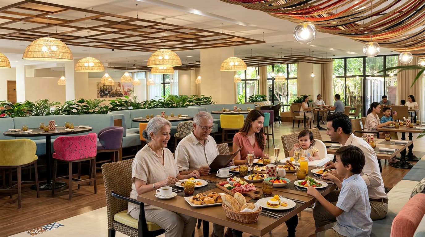What are the prices and family rules for the Fork & Cork brunch at Crescendo?