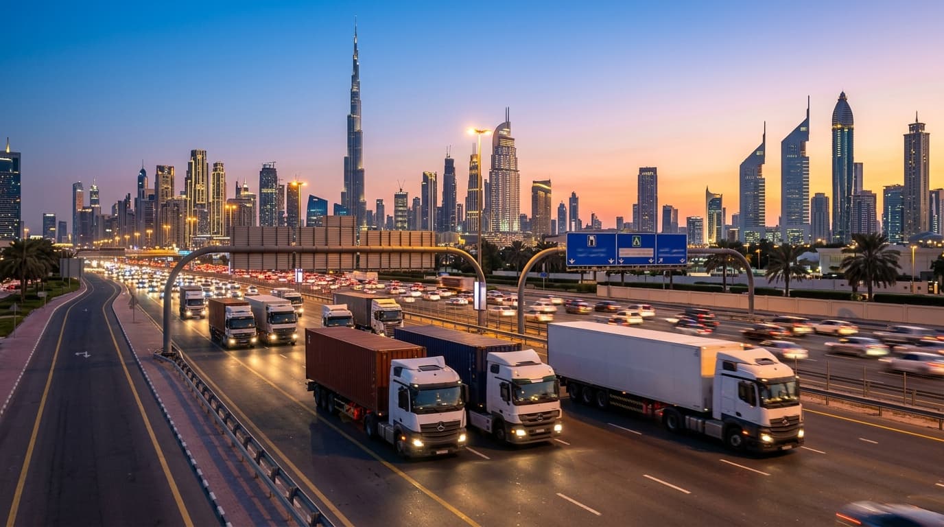 How does logistics support more than 500,000 daily truck trips in Dubai?