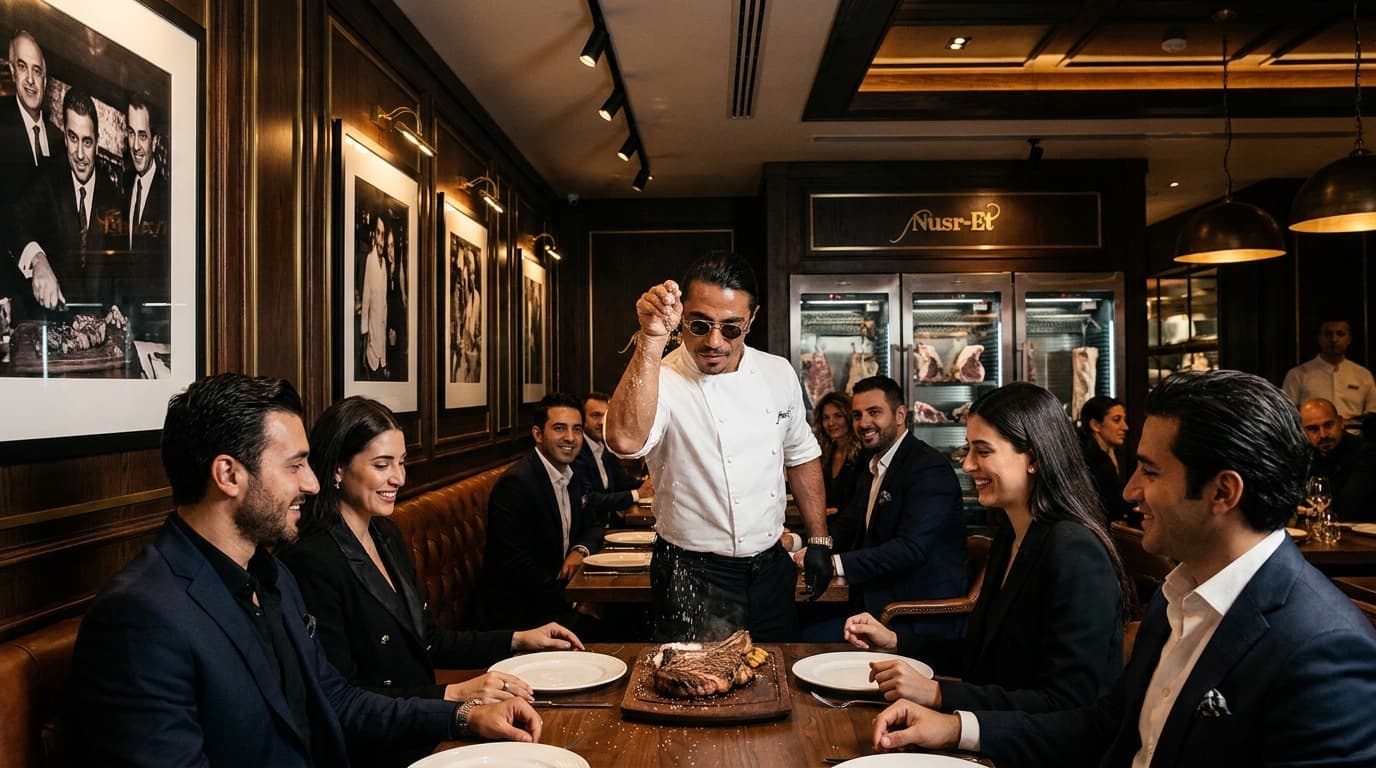 Why is Nusr-Et Steakhouse a celebrity dining destination in Dubai?