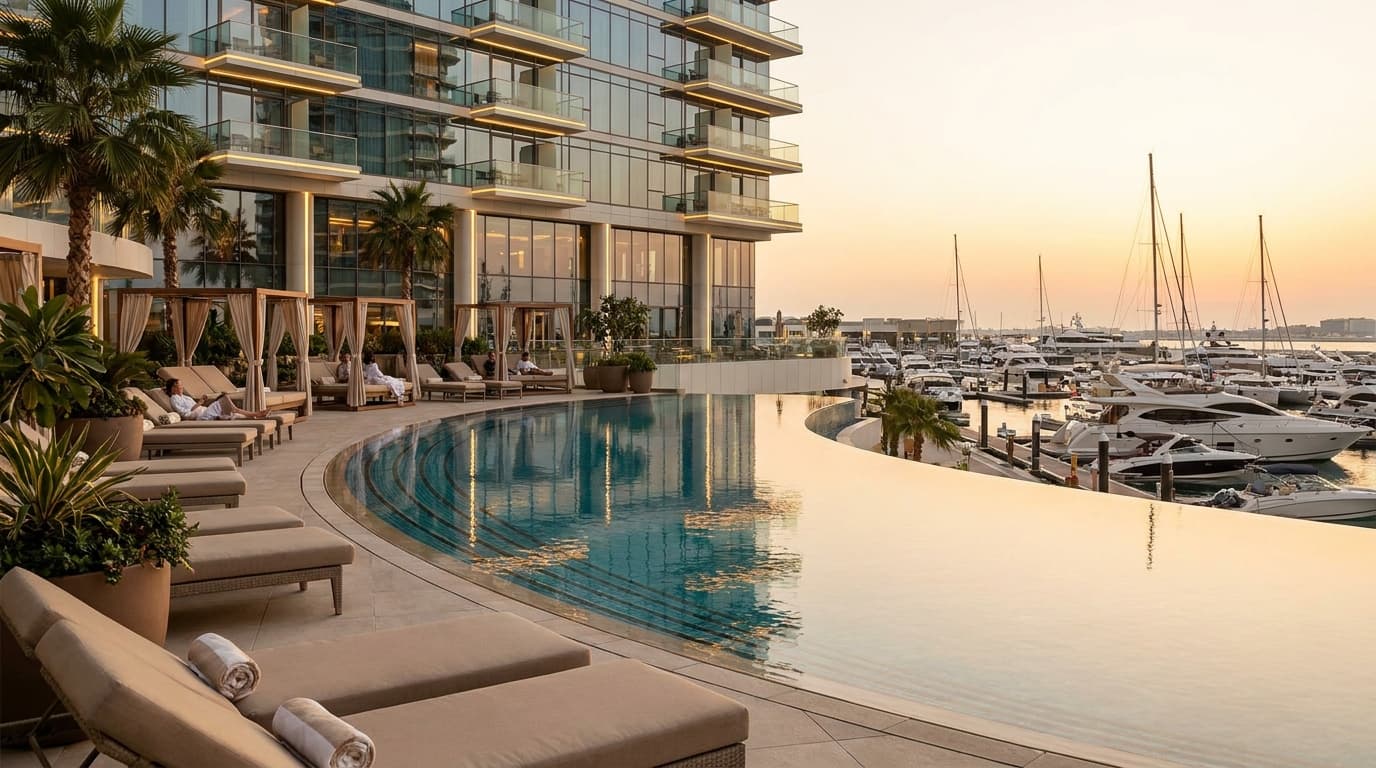 What does JW Marriott Hotel Marina include in its resident offer?