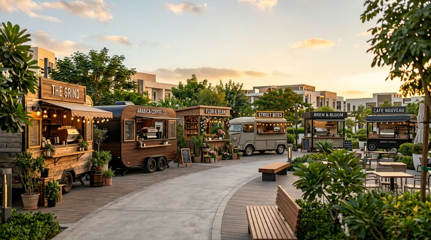 Where can I find Look for Spot coffee trucks in Abu Dhabi and are they 24/7?
