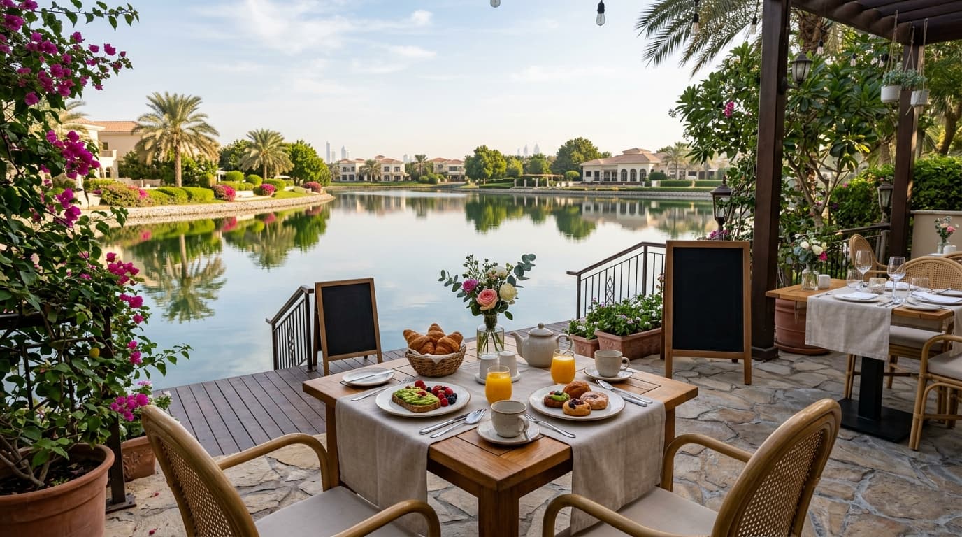 What makes Brunch & Cake by the Lake a pretty waterside breakfast?