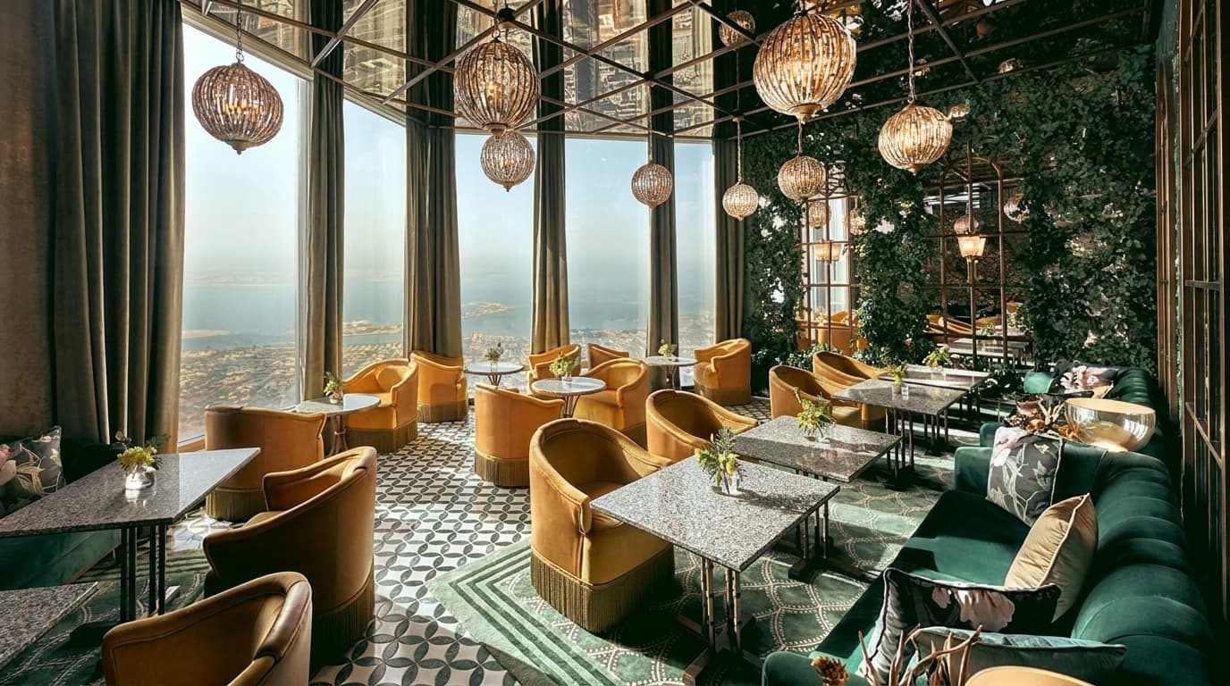 What floor is At.mosphere Dubai on and what should I expect?