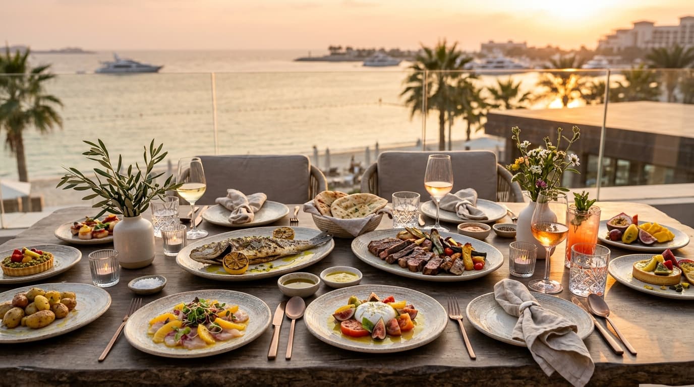 KIRA Sunset to Share three-course menu: how much does the AED 355 sharing dinner cost with optional drinks?