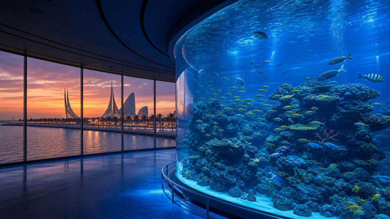 Can you combine the National Aquarium Abu Dhabi with the Corniche for animals then sunset play?