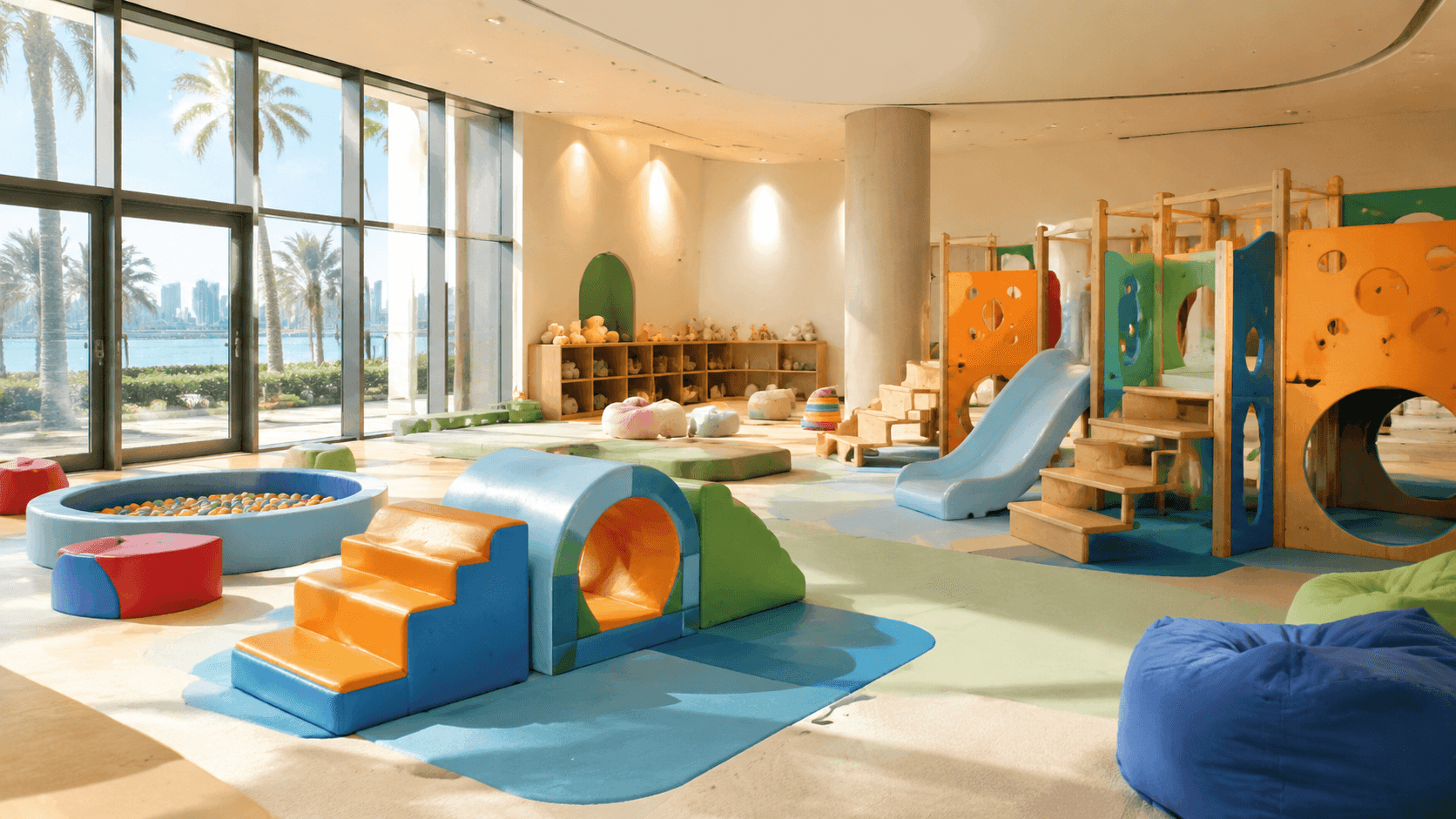 Where are community centres and soft play areas for low-cost kids activities in Abu Dhabi?