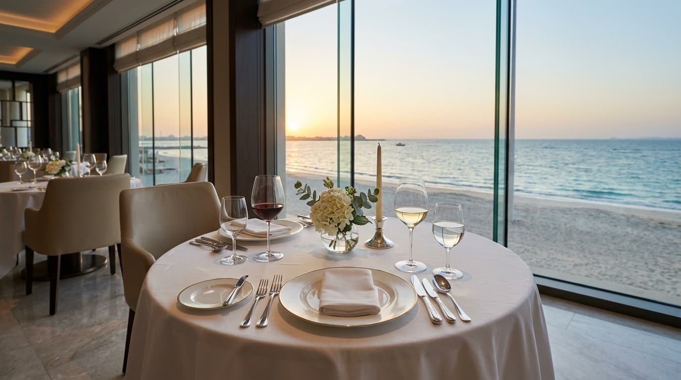 What are the dining highlights and ambience at Mandarin Oriental Jumeira?