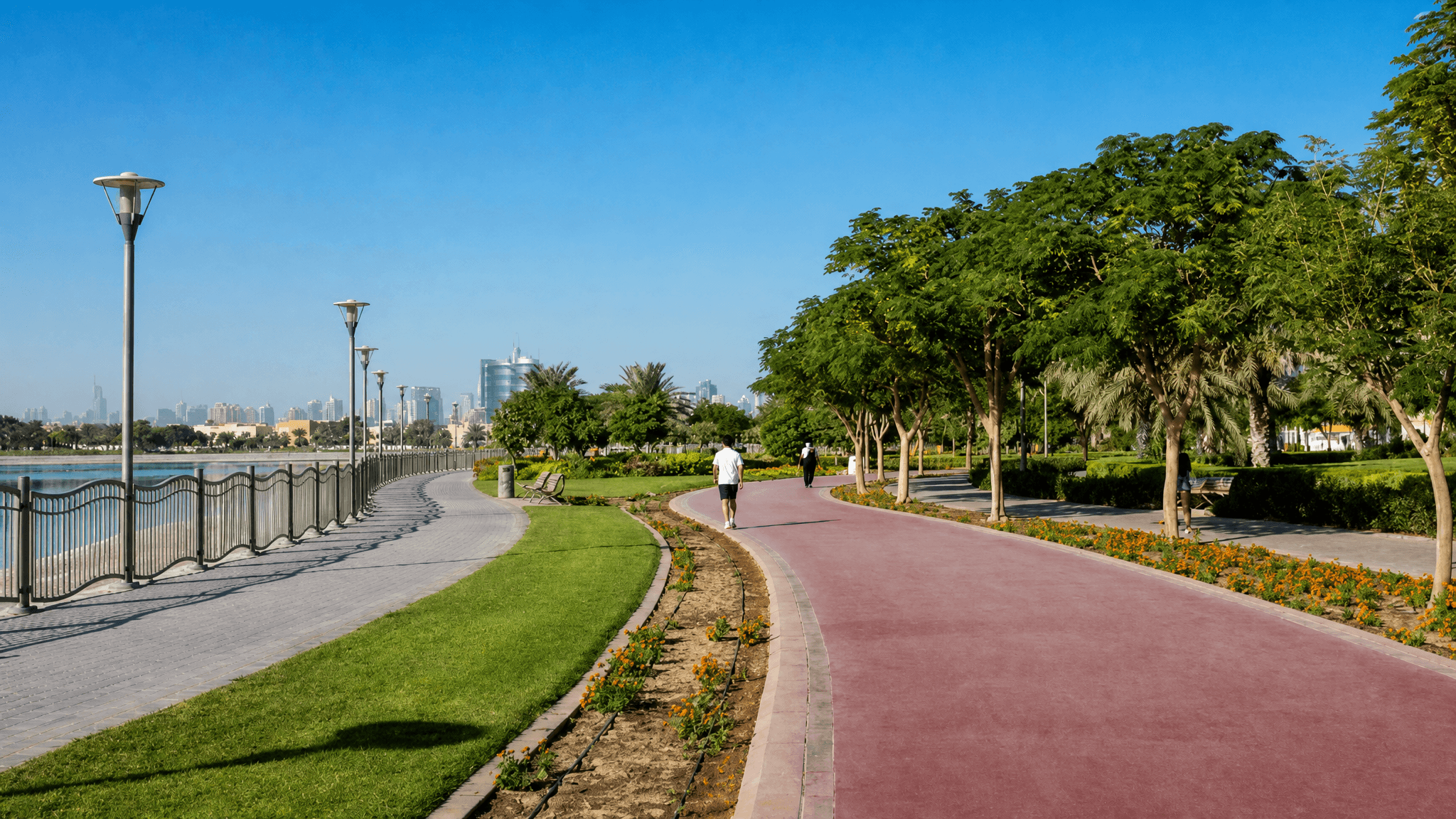 Al Barsha Pond Park picnic spots: quiet water and shaded paths