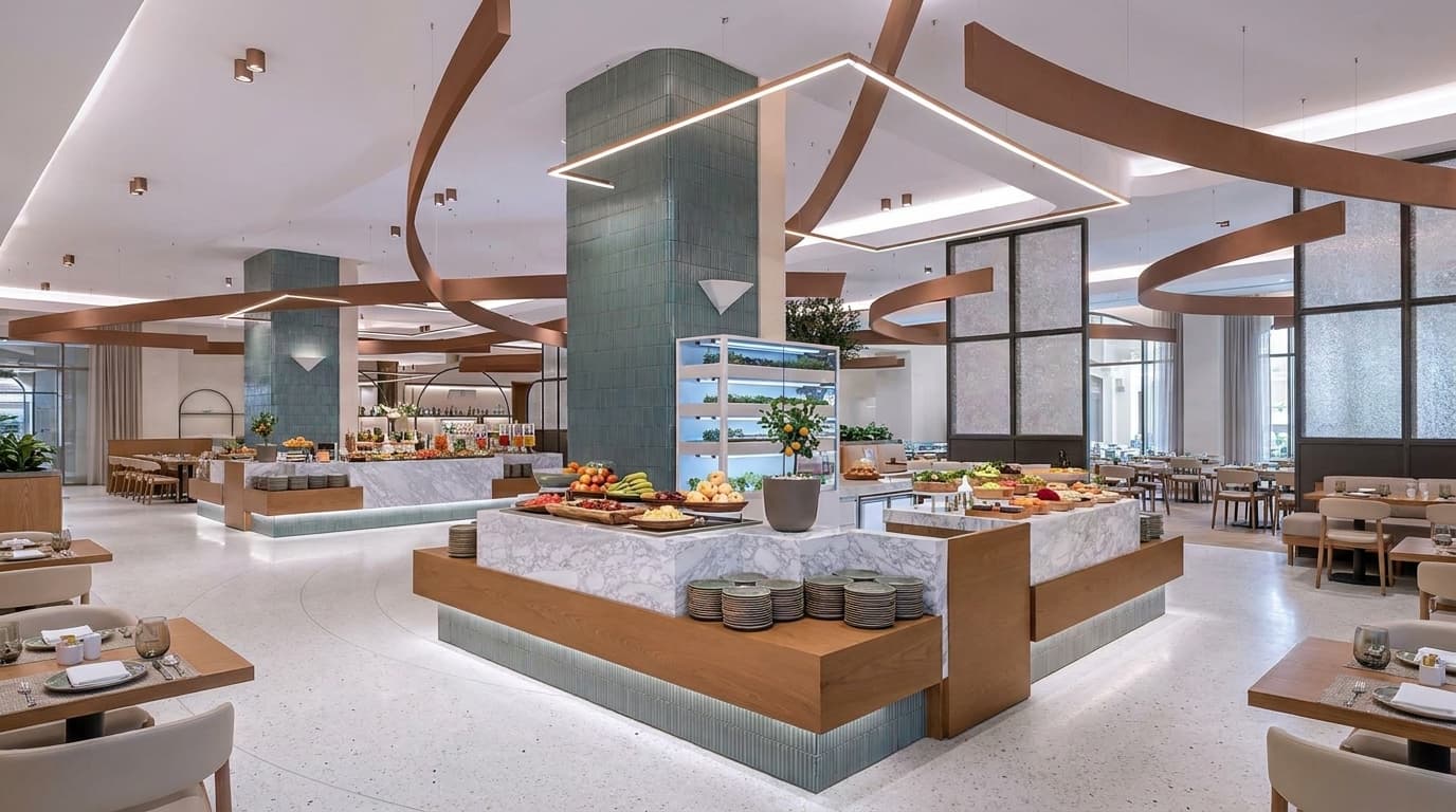 How many restaurants does Fairmont The Palm have and what is the dining like?